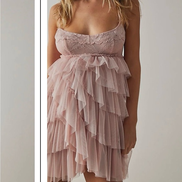Free People After Midnight Babydoll Tulle Slip NWT - Picture 4 of 8